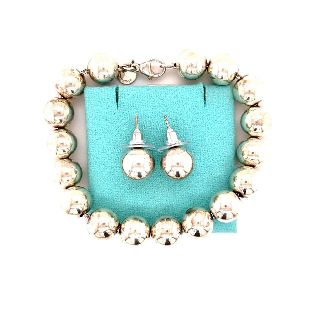 T&Co. 925 Ball Bracelet & Earrings Set (10mm‎ bead)